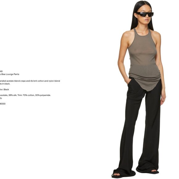 Rick Owens Black Hollywood Bias Trousers Size 40 - Picture 5 of 6